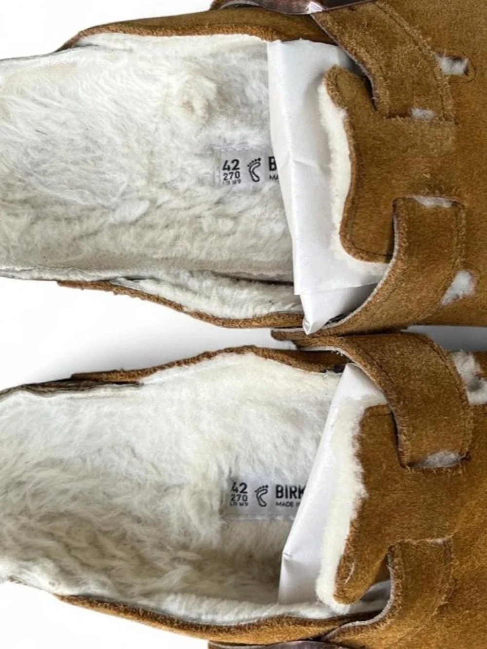 Birkenstock Boston Shearling Mink Brown Suede Clogs EU 42 US Mens 9 Womens 11 R